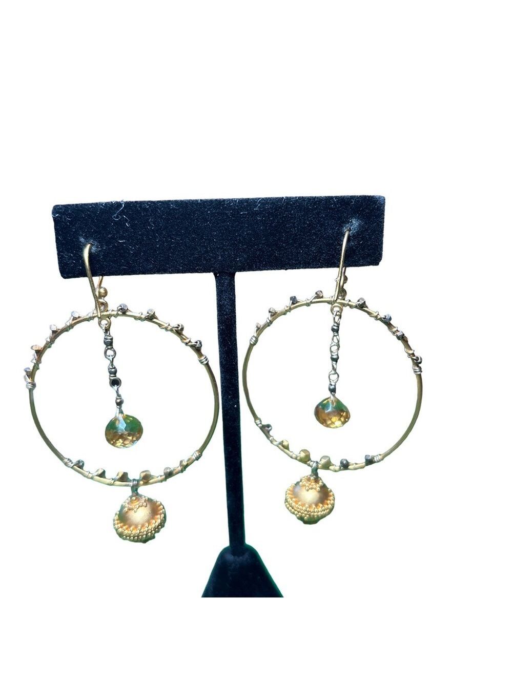 Gold Hoop Earrings with Silver Accents